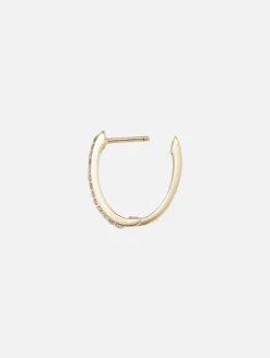 Single Classic Small Oval Pave Hoop