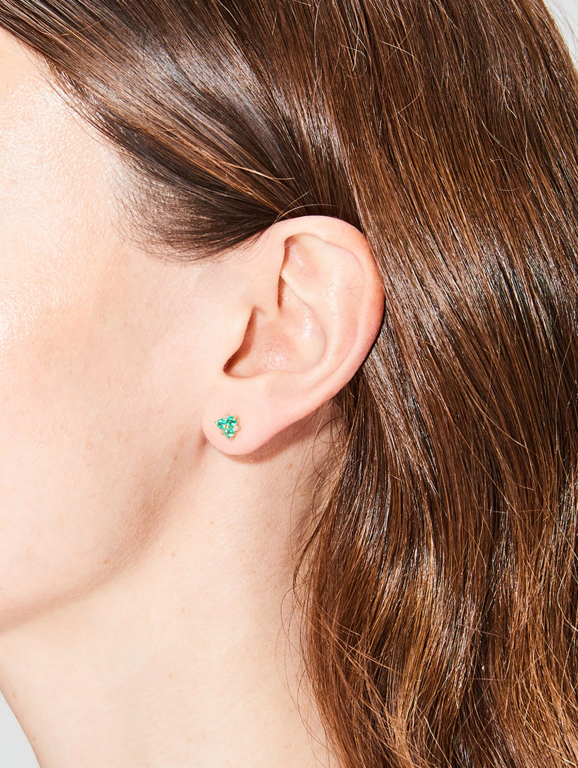 Single Emerald Pave Flower Stud Earring