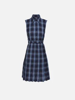 Sleeveless Belted Pleated Dress