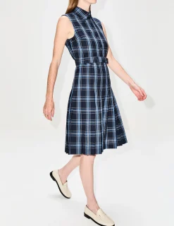 Sleeveless Belted Pleated Dress