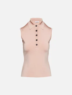 Sleeveless Knit Polo Shirt