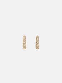 Small Three Row Pavé Inside Out Oval Mini Hoop