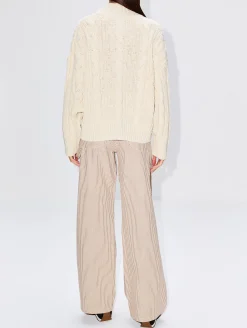 Split Neck Cable Sweater