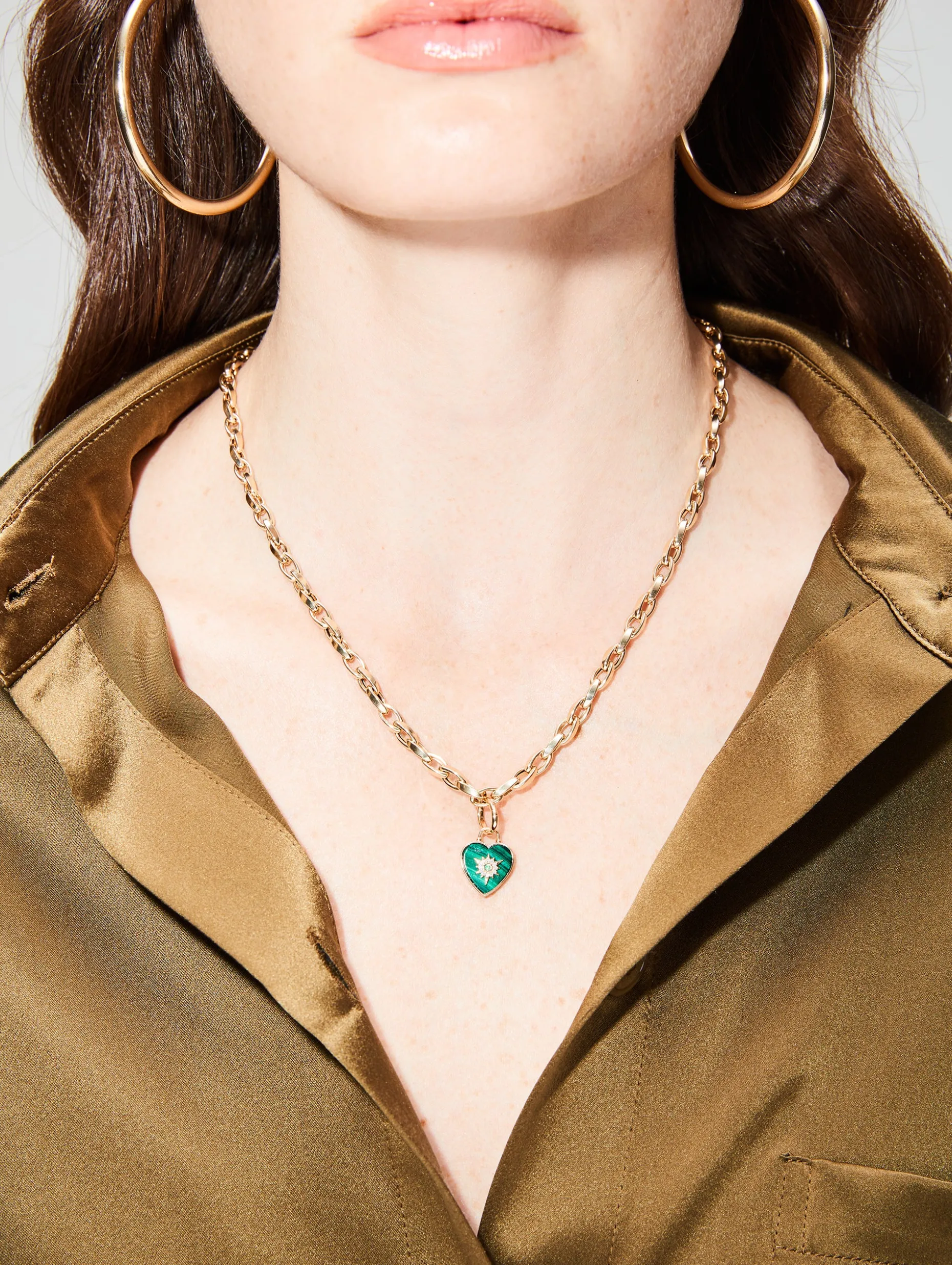 Trust Your Heart Tablet Pendant Malachite & Emerald