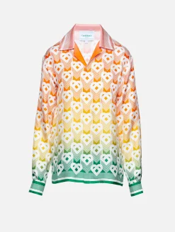 Unisex Cuban Collar Long Sleeve Shirt