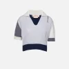 V Neck Collar Short Sleeve Sweater