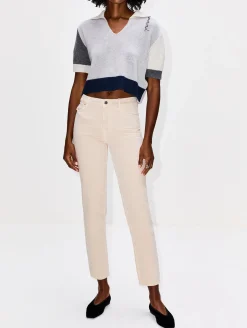 V Neck Collar Short Sleeve Sweater