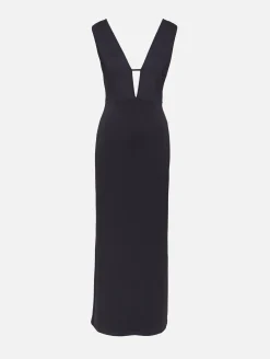 V Neck Scuba Maxi Dress