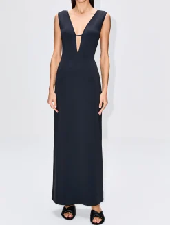 V Neck Scuba Maxi Dress