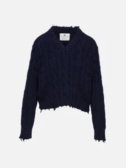 V-Neck Cable Sweater