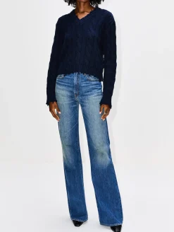 V-Neck Cable Sweater